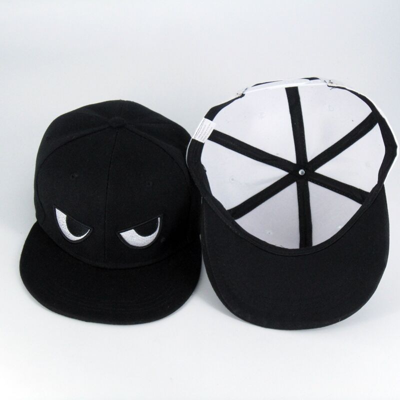 Wholesale Casual Flat Brim Hat Black and White Eyes Hip Hop Baseball Cap ACC-HT-Huic007