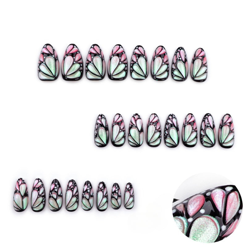 Wholesale 24 Pieces/box Butterfly Gradient Press-on Nails Kits Nail Stickers  ACC-NS-LeFan114