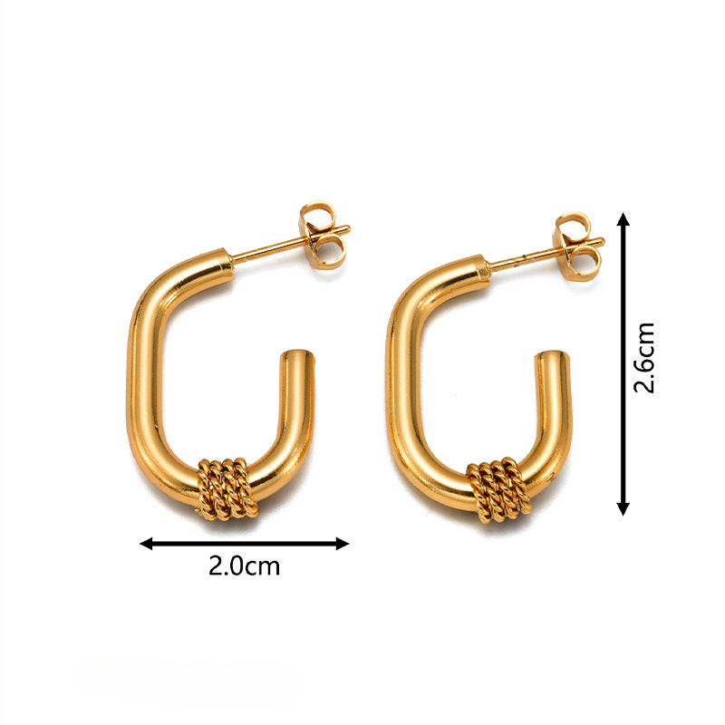 Wholesale Gold Combination Set Stainless Steel 18K Gold Plated Geometric Vintage Earrings ACC-ES-MuShan020