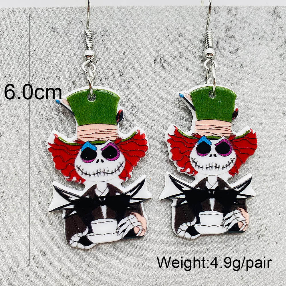 Wholesale Halloween Horror Skull Acrylic Earrings ACC-ES-PuCi001