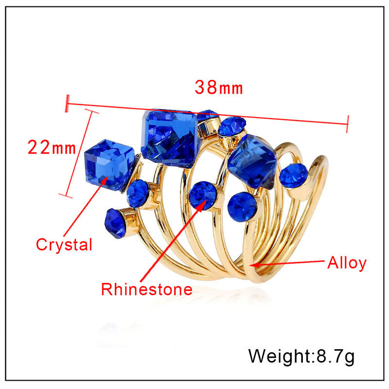 Wholesale Crystal Gemstone Exaggerated Large Spring Ring