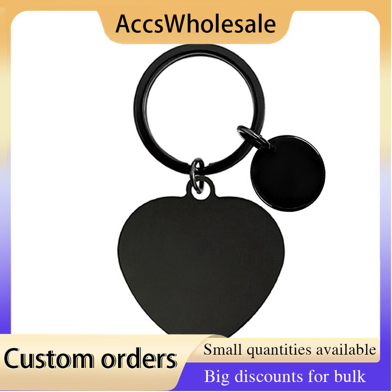 Custom Keychain with Laser Engraved Text or Logo - Multi-color Heart-shaped Small Circle Metal Keychain