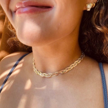 Wholesale Handmade Braided Titanium Steel Necklace Light Luxury Necklaces Three-layer Snake Bone Chain ACC-NE-YiSheng003