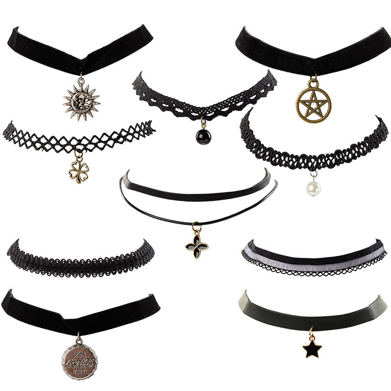 Wholesale  velvet lace neckband collar women's short clavicle chain necklaces