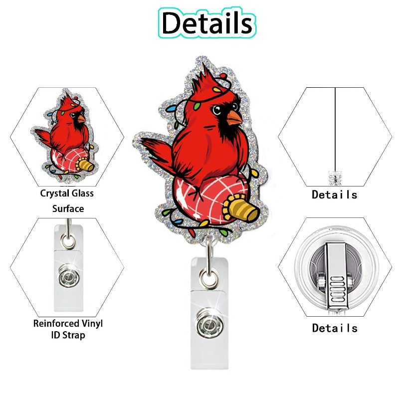 Wholesale Acrylic Christmas Lights Dog Dinosaur Black Cat Retractable Rotating Badge Keychain ACC-KC-QiDing029