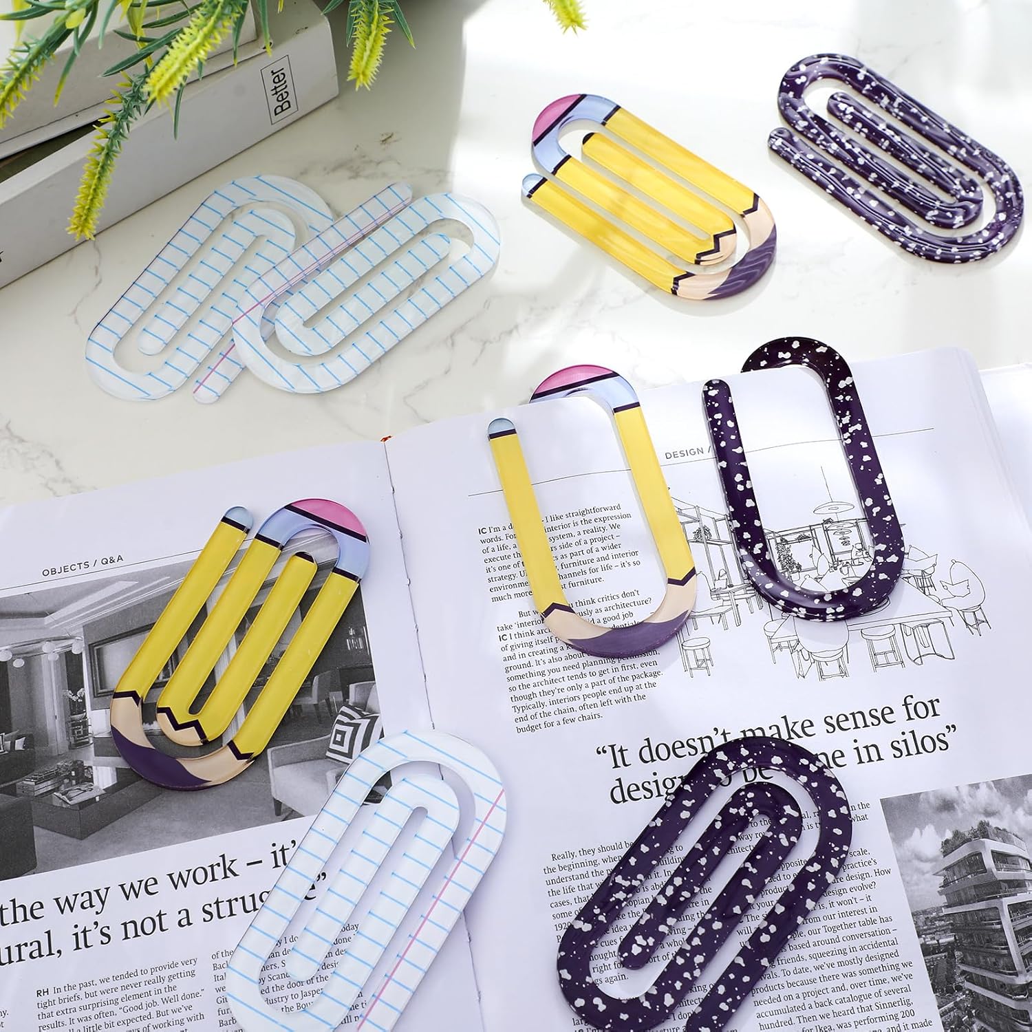 9pcs Jumbo Acrylic Paper Clips Teacher Appreciation Gift 4 Inch Paperclip Bookmark Gift Set for Back to School Office Supplies