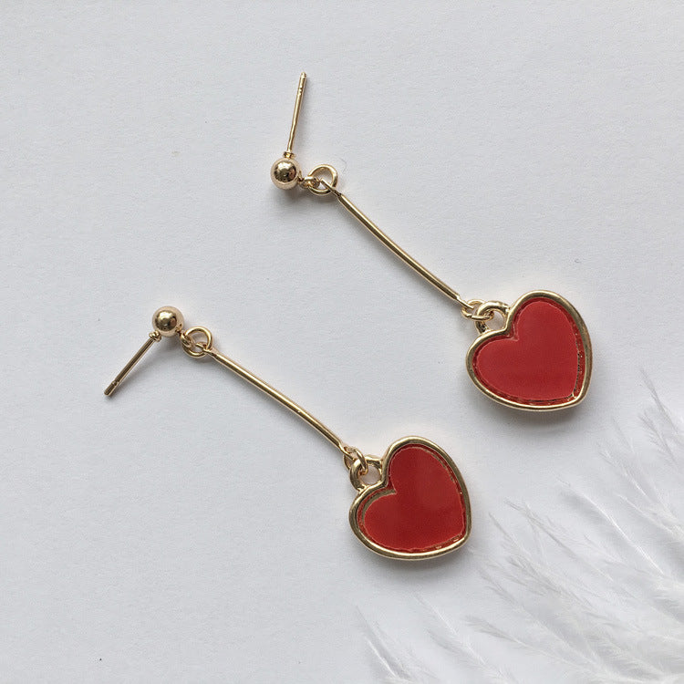 Wholesale Retro Peach Heart Long Earrings