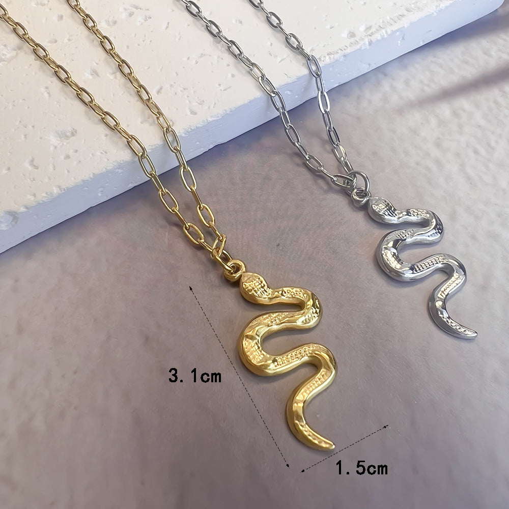 Wholesale Geometric Pattern Snake Stainless Steel 18K Gold Plated Necklaces ACC-NE-Youbi002