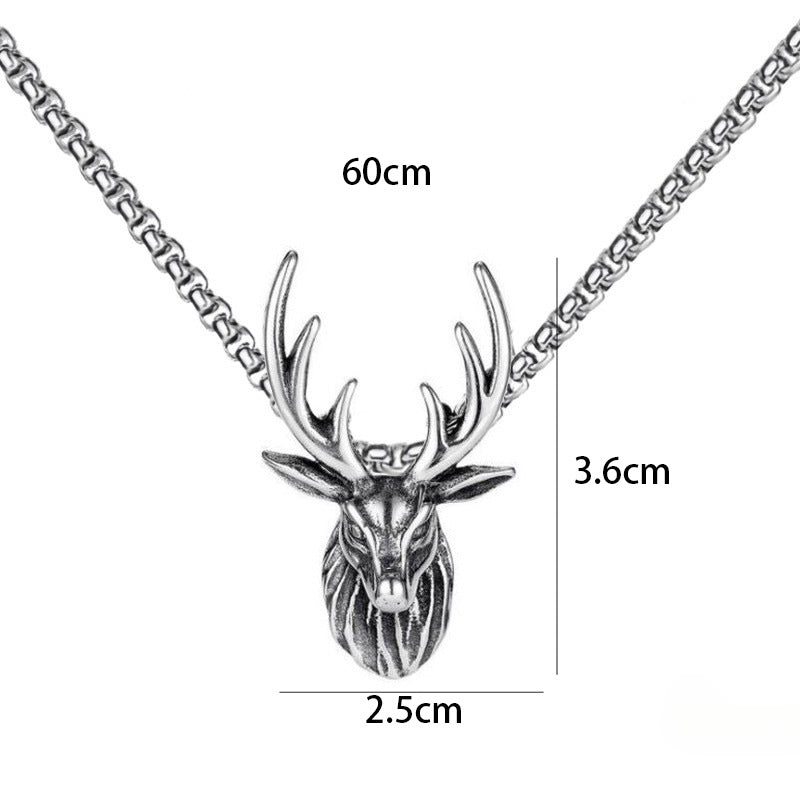 Wholesale Vintage Stainless Steel Christmas Deer Antler Long Necklaces ACC-NE-Panci001
