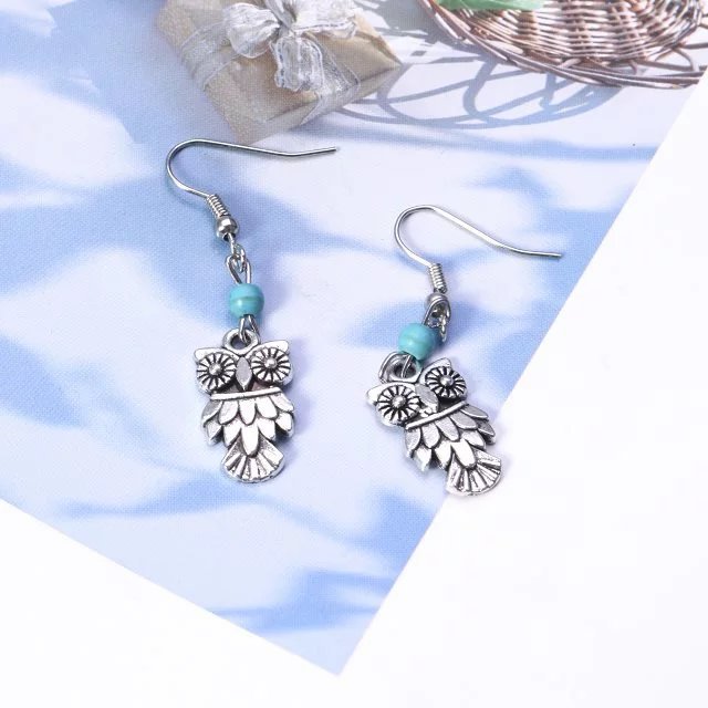 Wholesale Vintage Bohemian Turquoise Owl Dangle Earrings ACC-ES-YueSen004
