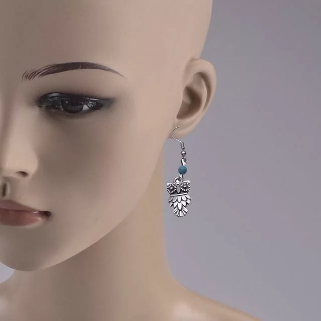 Wholesale Vintage Bohemian Turquoise Owl Dangle Earrings ACC-ES-YueSen004