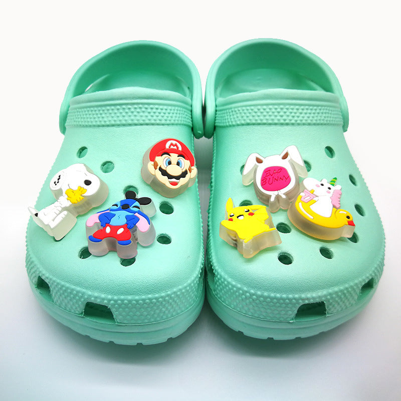 Wholesale Random Color 10pcs LED Flashing PVC Soft Rubber Shoe Buckle Decoration ACC-SC-YiBang009