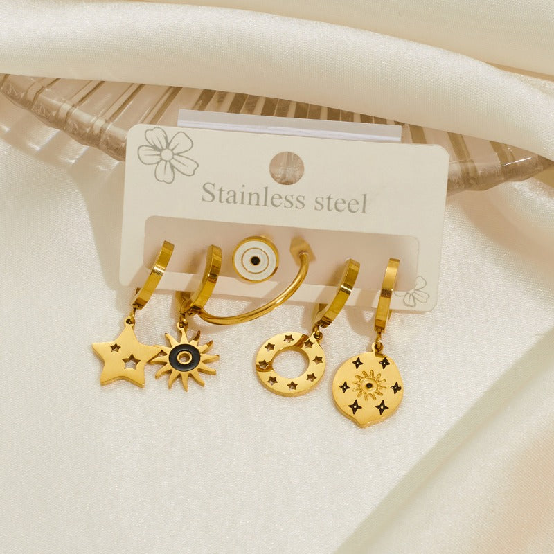 Wholesale Star Sun Titanium Steel Earrings SetACC-ES-BangJie005