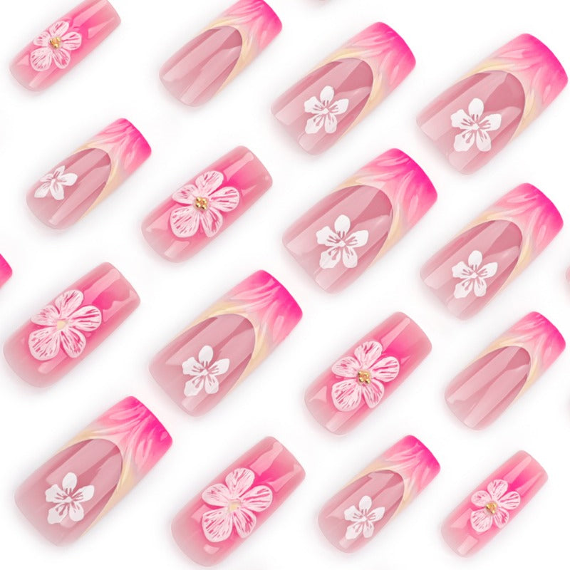Wholesale 24 Pieces/box Pink Flower Nails Kits Nail Stickers ACC-NS-LeFan208