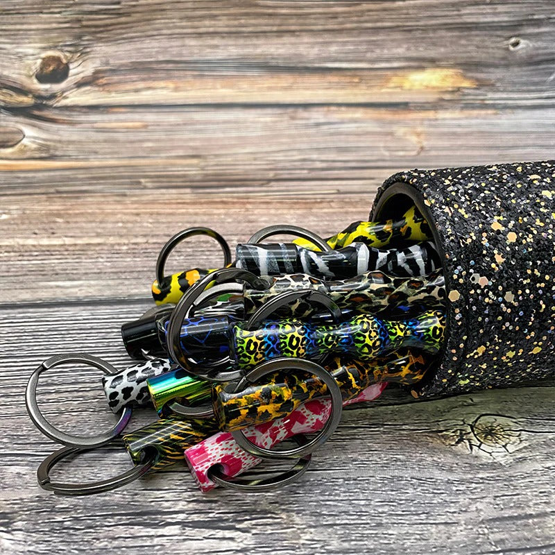 Wholesale Leopard Print Camouflage Aluminum Alloy Pen Shape Hard Keychains ACC-KC-ChiP002