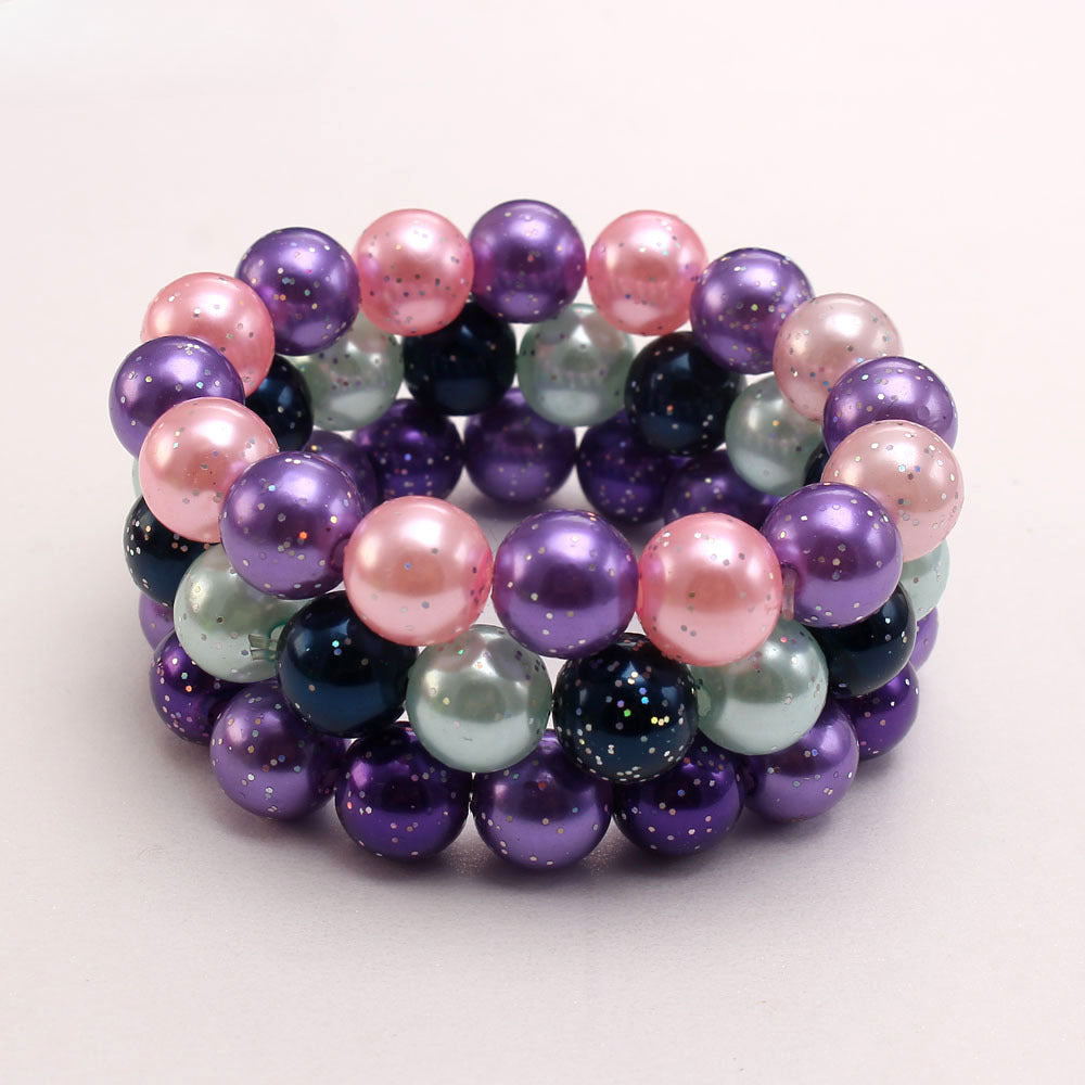 Wholesale Glitter Pink Acrylic Pearl Children's Bracelet ACC-BT-NiJia001