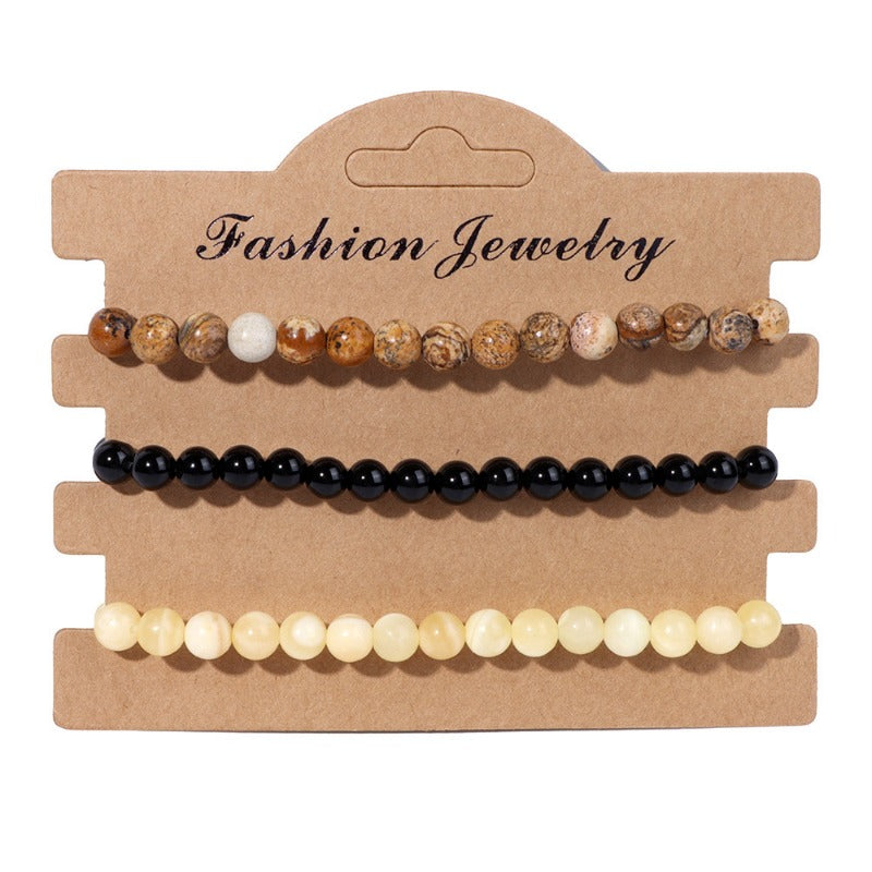 Wholesale 6mm Natural Stone Beads Elastic Bracelet ACC-BT-YinYi014