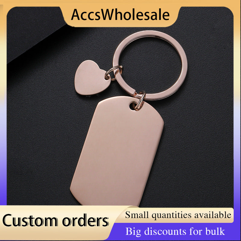 Custom Keychain with Laser Engraved Text or Logo - Multi-color Heart Charm Metal Keychain