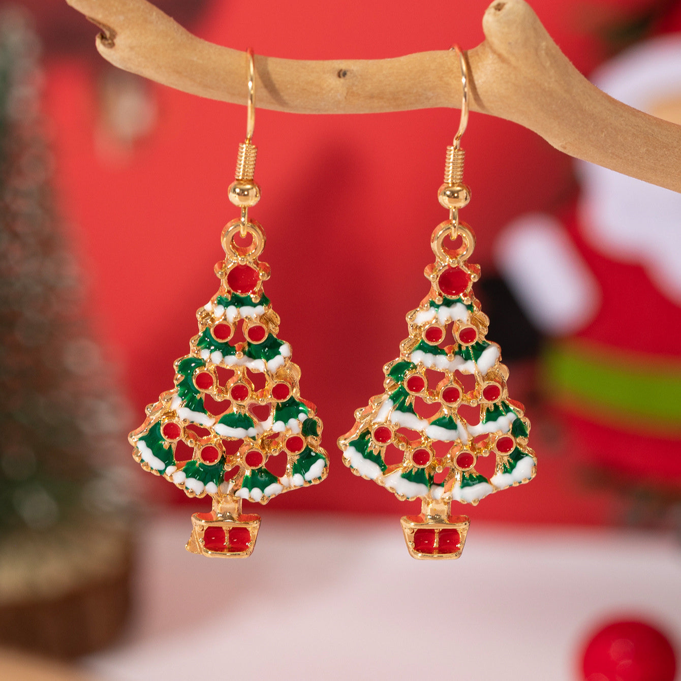 Wholesale Christmas Alloy Oil Drop Earrings ACC-ES-Xunru001