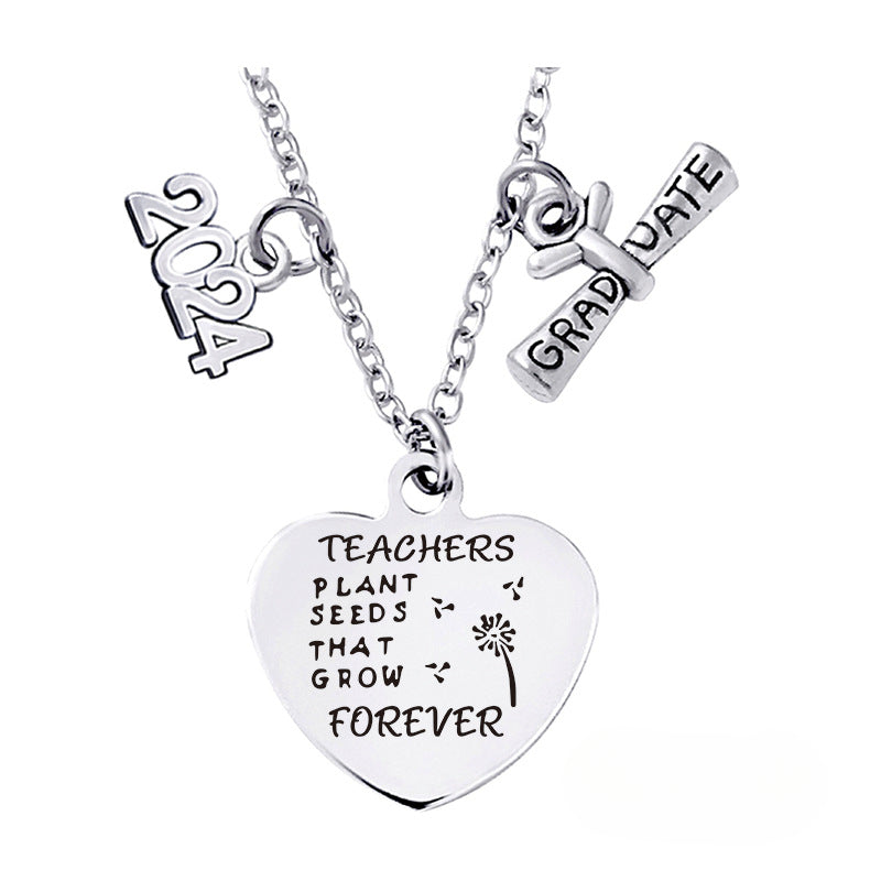 Wholesale Love Pendant 2024 Graduation Season Gift Titanium Steel Necklace ACC-NE-Ganggu001