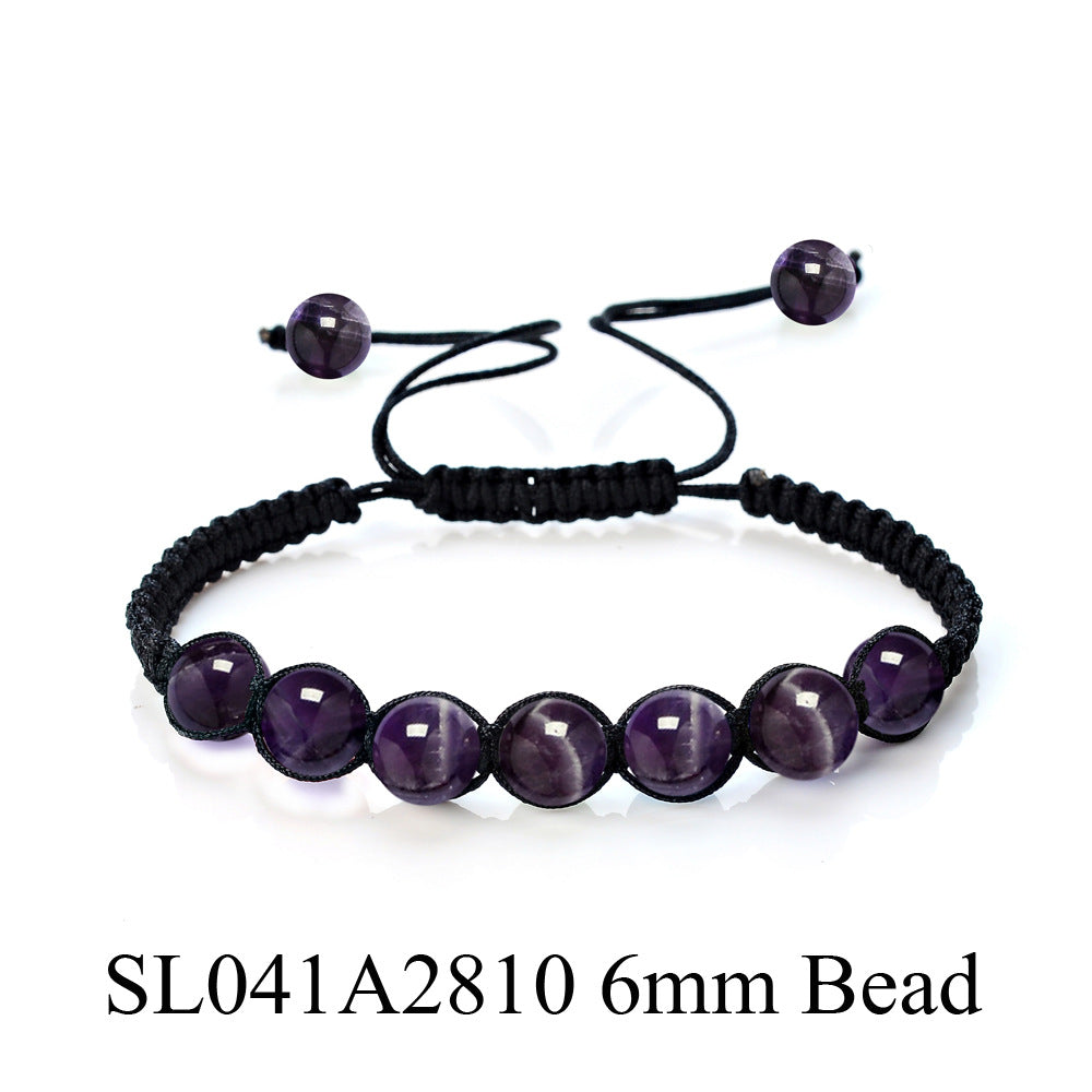 Wholesale Multi Variety Round Bead Stone Woven Amethyst Bracelet