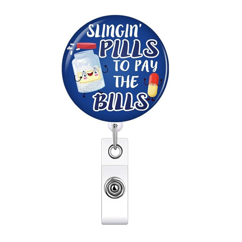 Wholesale Medical Glue Patch Medicine Bottle Pill Retractable Rotating Badge Keychain ACC-KC-QiDing023