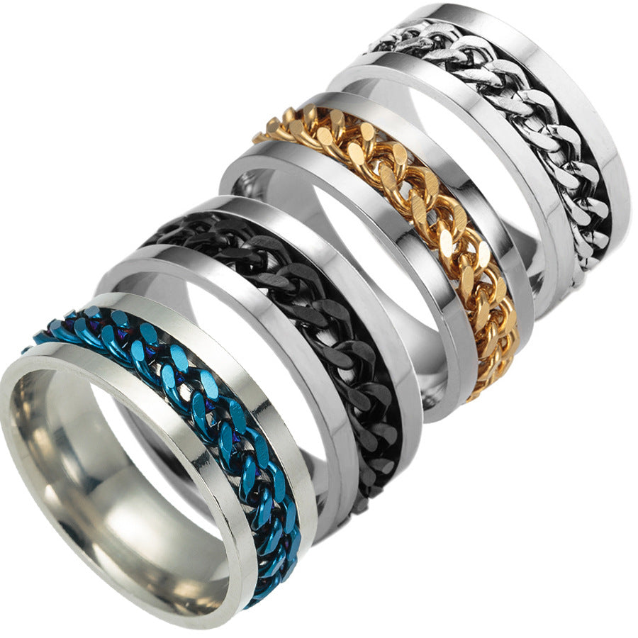Wholesale Men's Titanium Steel Rotating  Ring