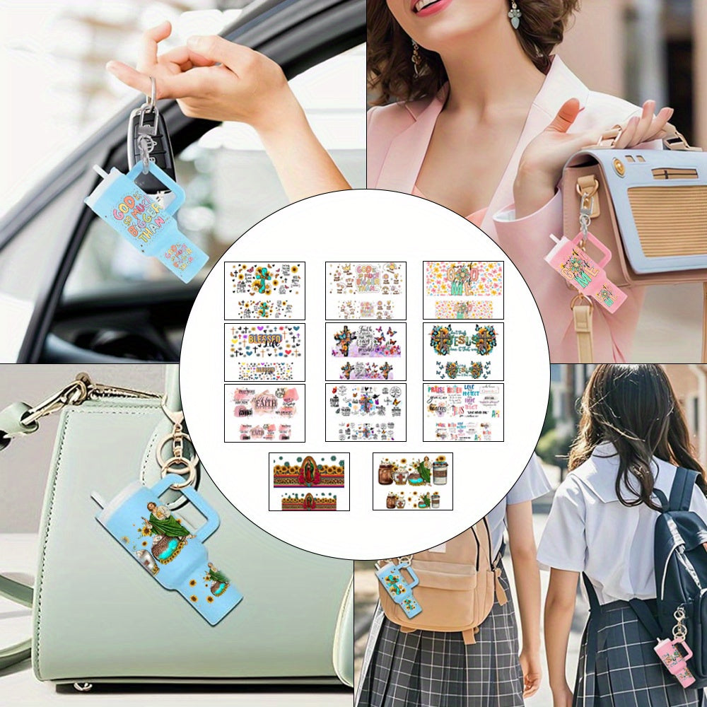 11pcs/22pcs UV DTF Wraps Religious Inspirational Bible Phrases Rub on Transfer Stickers for Mini Tumbler Cup Keychains Accessories DIY Gift Cup Sticker Gift