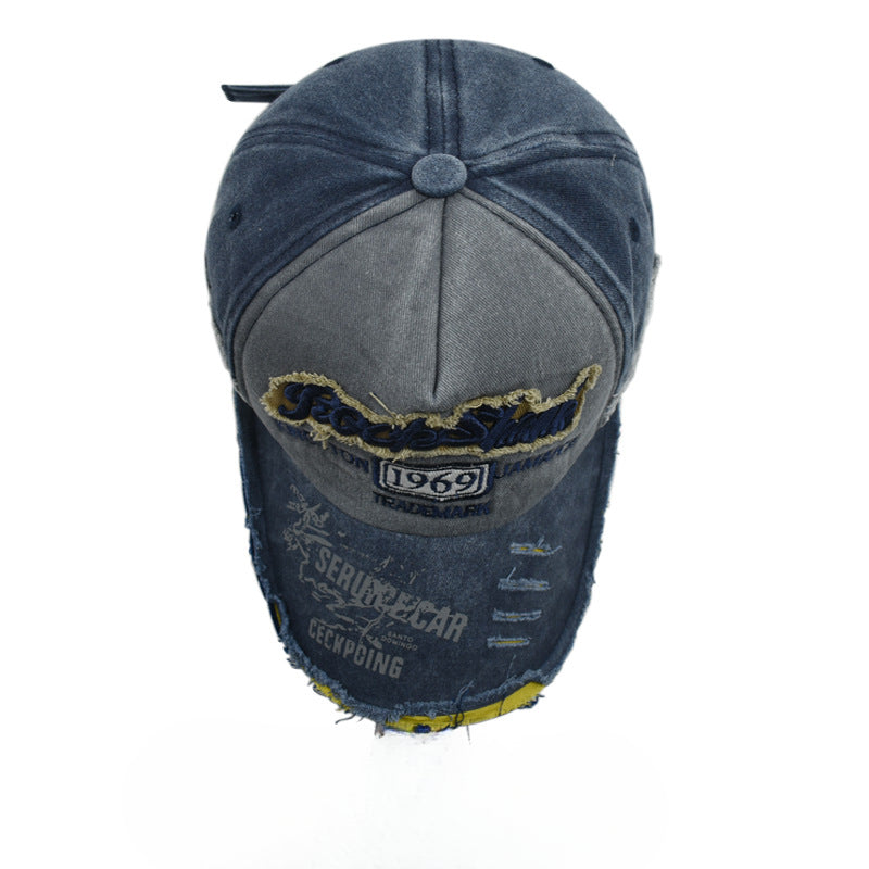 Wholesale Retro Hole Hat Washed Baseball Cap Letter Embroidery Hole Cap ACC-HT-Xiny003