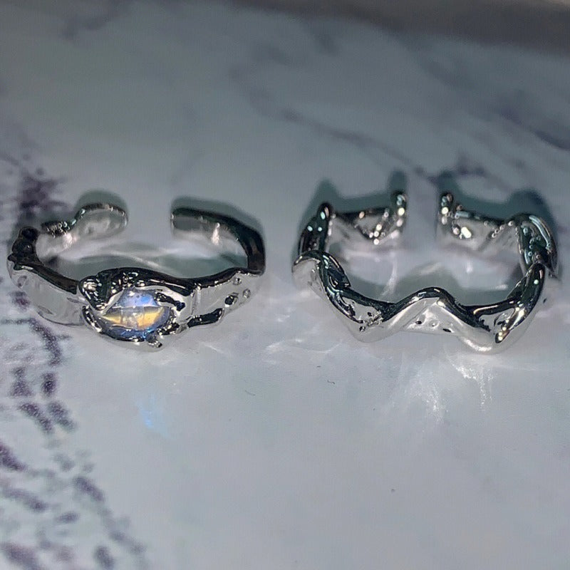 Wholesale Silver Light Luxury Moonstone Irregular Ring ACC-RS-YY003