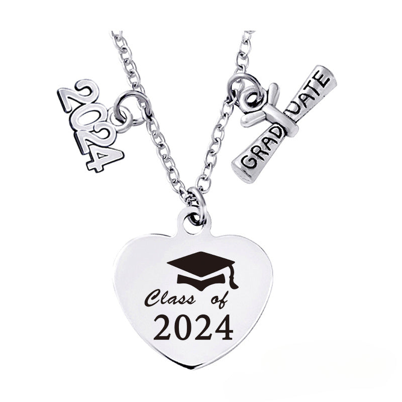 Wholesale Love Pendant 2024 Graduation Season Gift Titanium Steel Necklace ACC-NE-Ganggu001