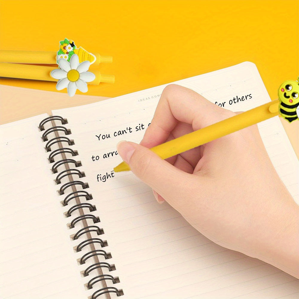 10pcs Cartoon Bee Pen Kits-5pcs Plastic Cartoon Honey Ballpoint Pen with 5pcs Colorful Bags Office Supplies Fashion Gifts