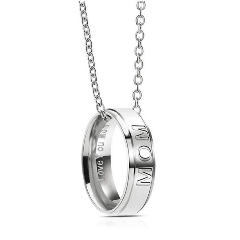 Wholesale Titanium Steel Father's Day Mother's Day Diy Ring Necklaces Titanium Steel Necklace Pendant ACC-NE-Huhe001