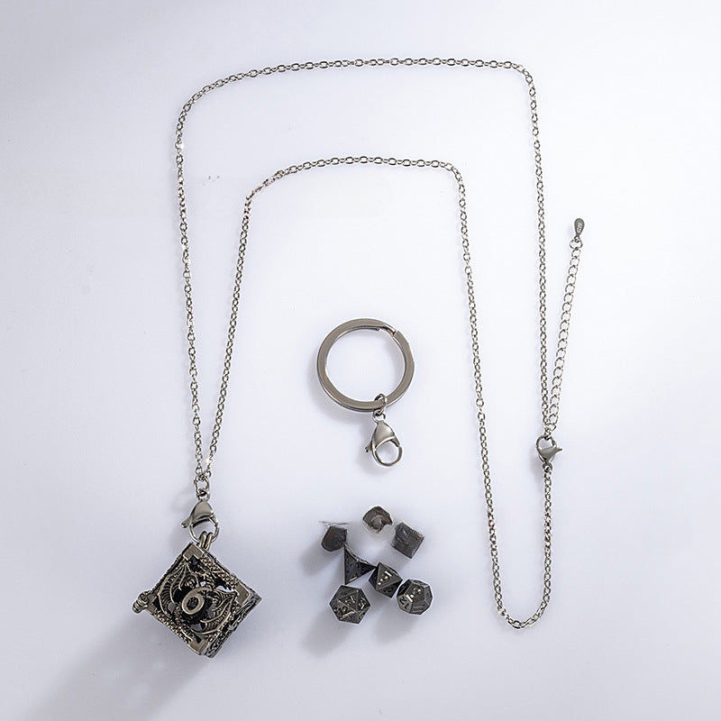 Wholesale Mini Metal Hollow Dice Pendant Set Necklaces ACC-NE-HongC001