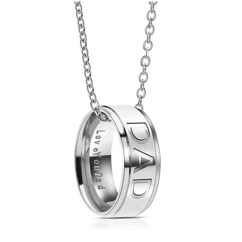 Wholesale Titanium Steel Father's Day Mother's Day Diy Ring Necklaces Titanium Steel Necklace Pendant ACC-NE-Huhe001
