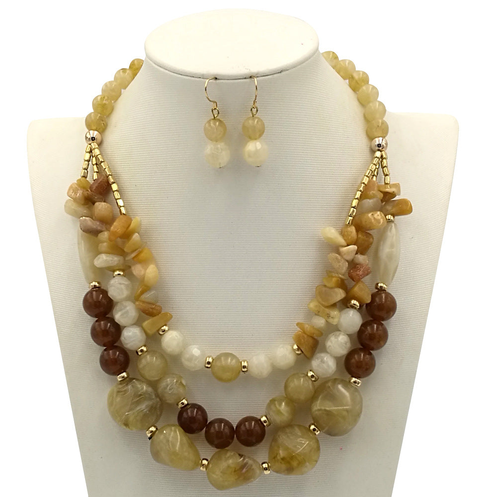 Wholesale Multilayer Beaded Layered Choker Necklace with Artificial Crystal,  Handmade Jewelry Accessory for Party or Boutique Resale