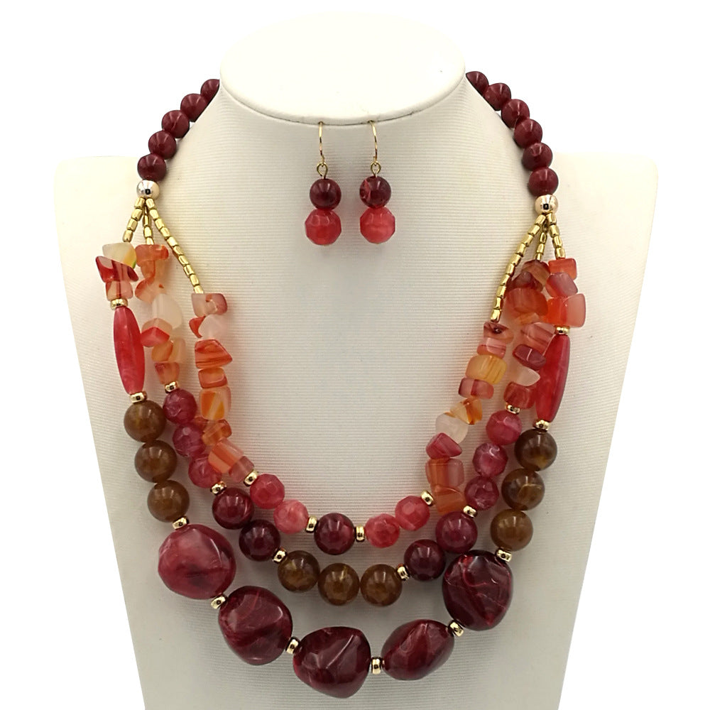 Wholesale Multilayer Beaded Layered Choker Necklace with Artificial Crystal,  Handmade Jewelry Accessory for Party or Boutique Resale