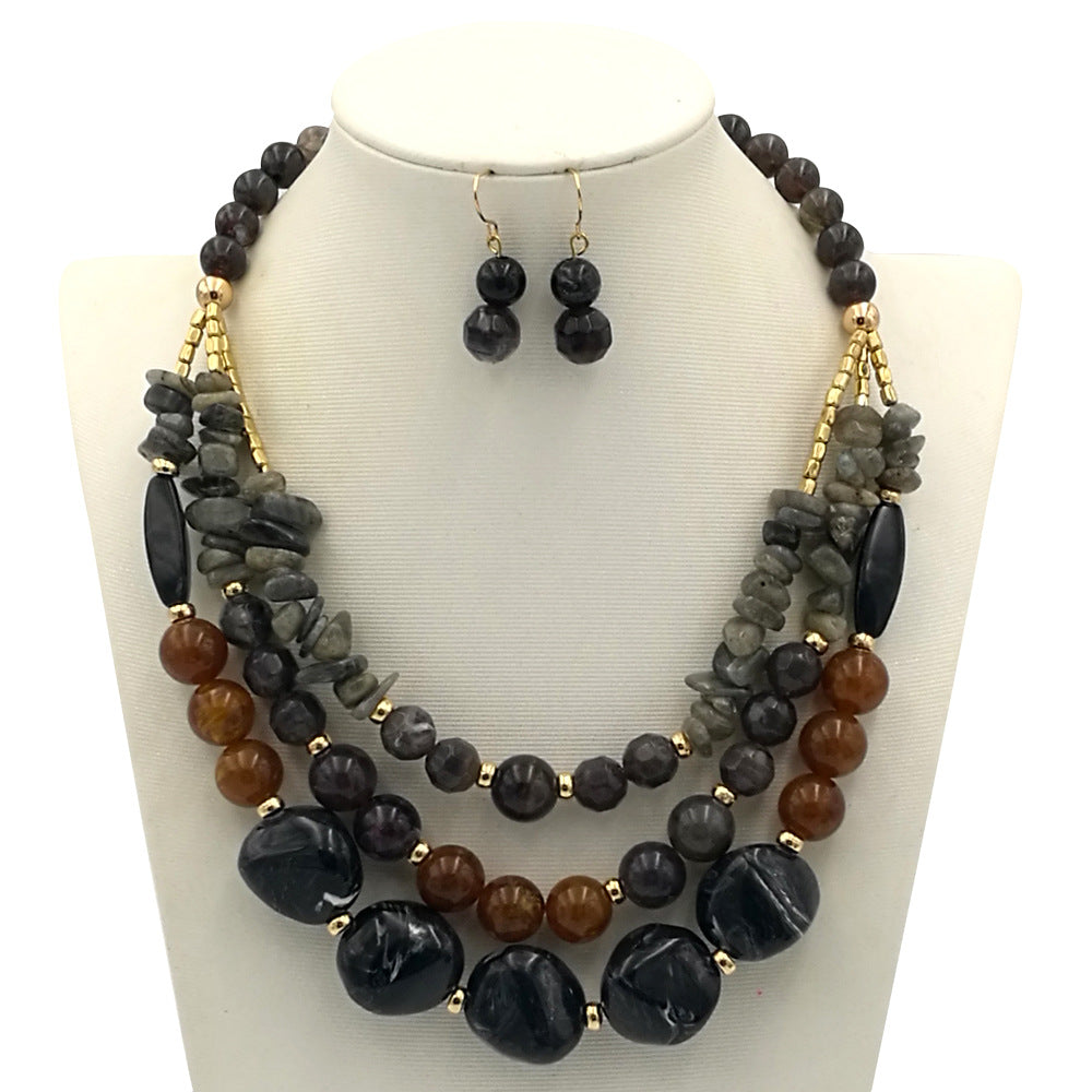 Wholesale Multilayer Beaded Layered Choker Necklace with Artificial Crystal,  Handmade Jewelry Accessory for Party or Boutique Resale