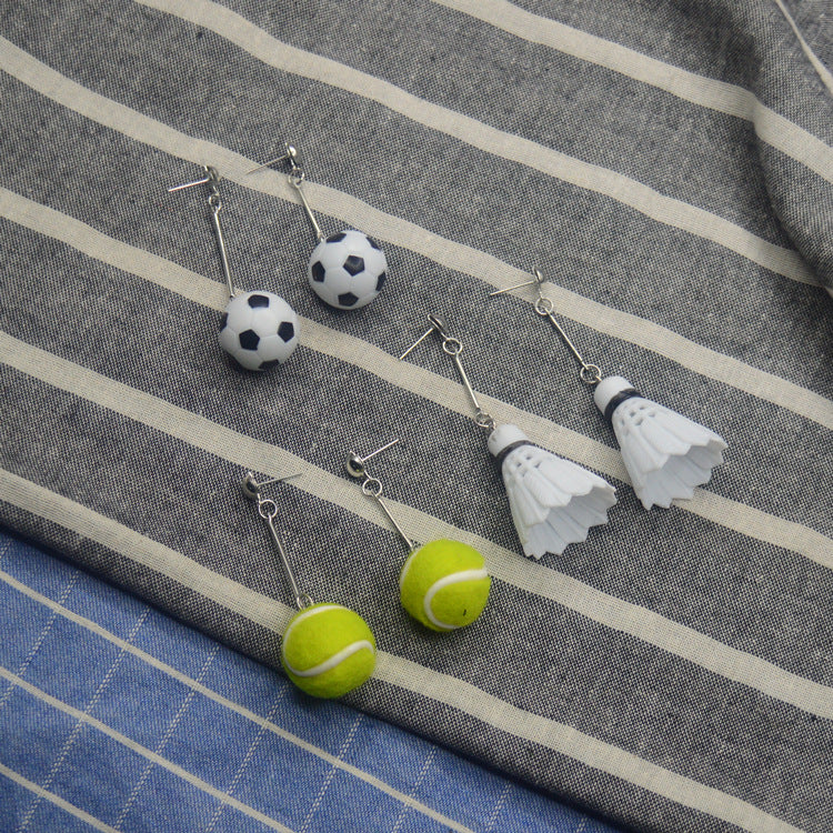 Wholesale Badminton Football Tennis Asymmetric Sports Earrings ACC-ES-XN026