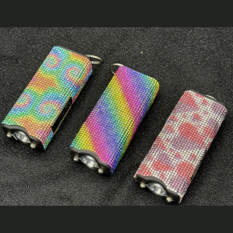 Wholesale 3pcs/set Colorful Butterfly Leopard Print Sunflower Rhinestone Flashlight Keychain ACCHW-KC-ZhiYa005