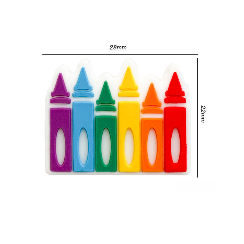 Wholesale of 10PCS Cartoon Crayons, Food Grade Silicone Beads ACC-BDS-WDX041