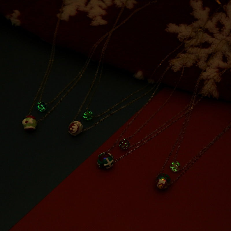 Wholesale Titanium Steel Christmas Luminous Santa Claus Necklace ACC-NE-XX001