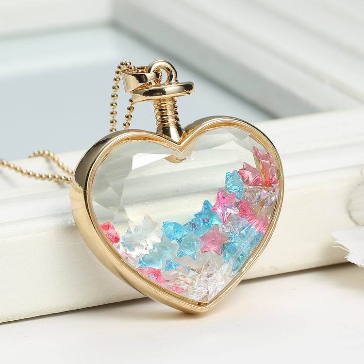 Wholesale  heart-shaped pendant flowers love crystal necklace