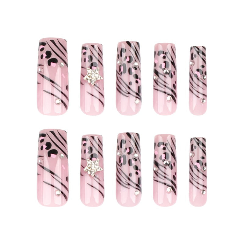 Wholesale 24 Pieces/box Leopard Star Nails Kits Nail Stickers ACC-NS-LeFan246