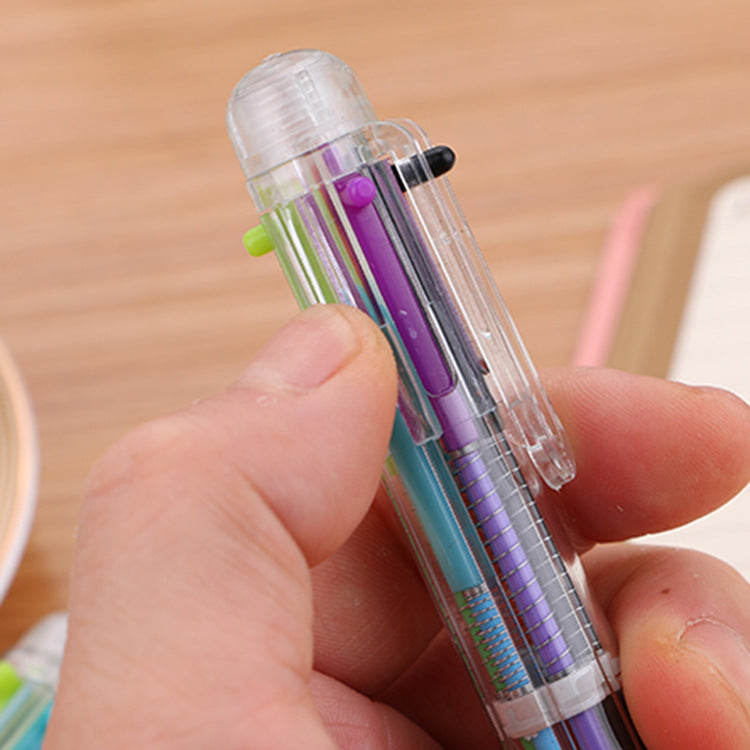 Wholesale transparent multi-color medium oil pens colorful plastic ballpoint pens ACC-PN-Liuj007
