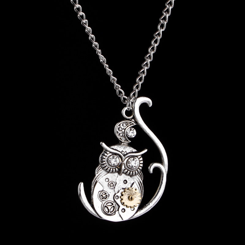 Wholesale Steampunk Heart Mechanical Gear Clavicle Necklace Retro Insect Owl Pendant Chic Jewelry Accessory Gift For Unisex
