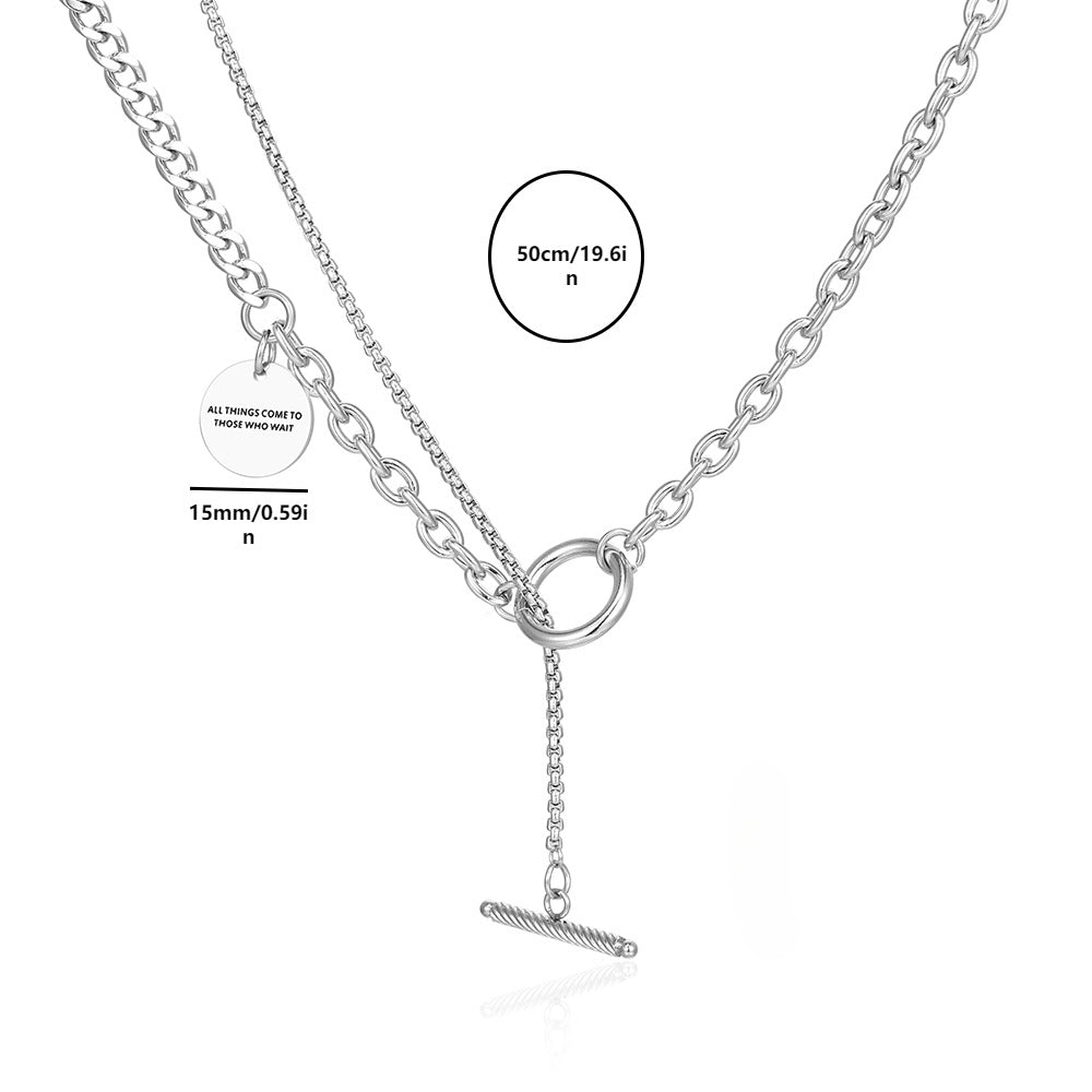 Wholesale Titanium Steel Pendant Double Layer Necklaces ACC-NE-Yixin003