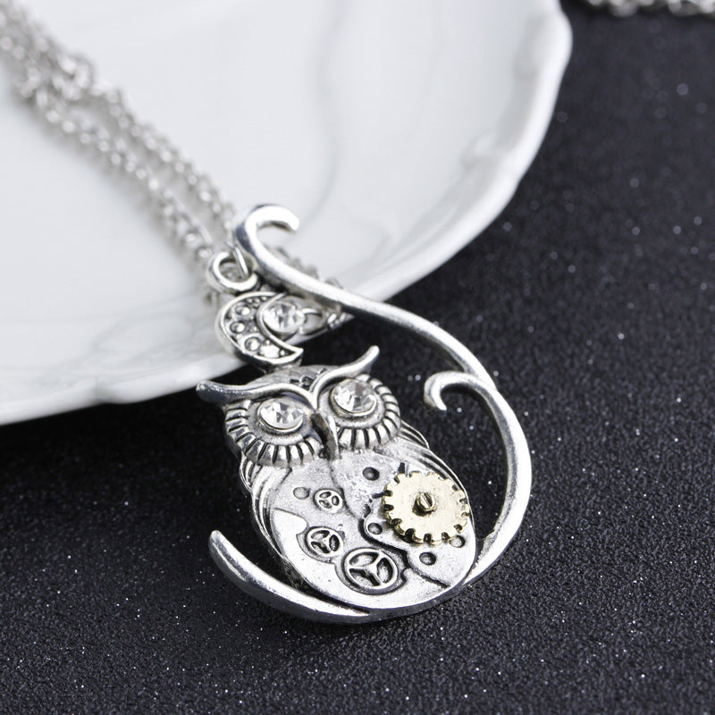 Wholesale Steampunk Heart Mechanical Gear Clavicle Necklace Retro Insect Owl Pendant Chic Jewelry Accessory Gift For Unisex