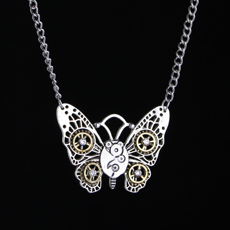 Wholesale Steampunk Heart Mechanical Gear Clavicle Necklace Retro Insect Owl Pendant Chic Jewelry Accessory Gift For Unisex