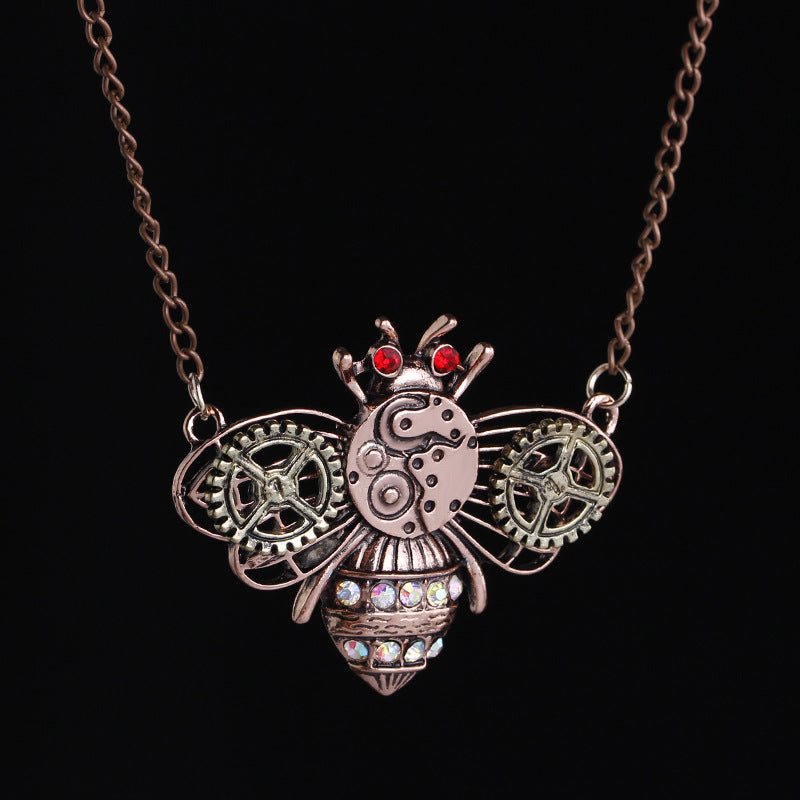 Wholesale Steampunk Heart Mechanical Gear Clavicle Necklace Retro Insect Owl Pendant Chic Jewelry Accessory Gift For Unisex
